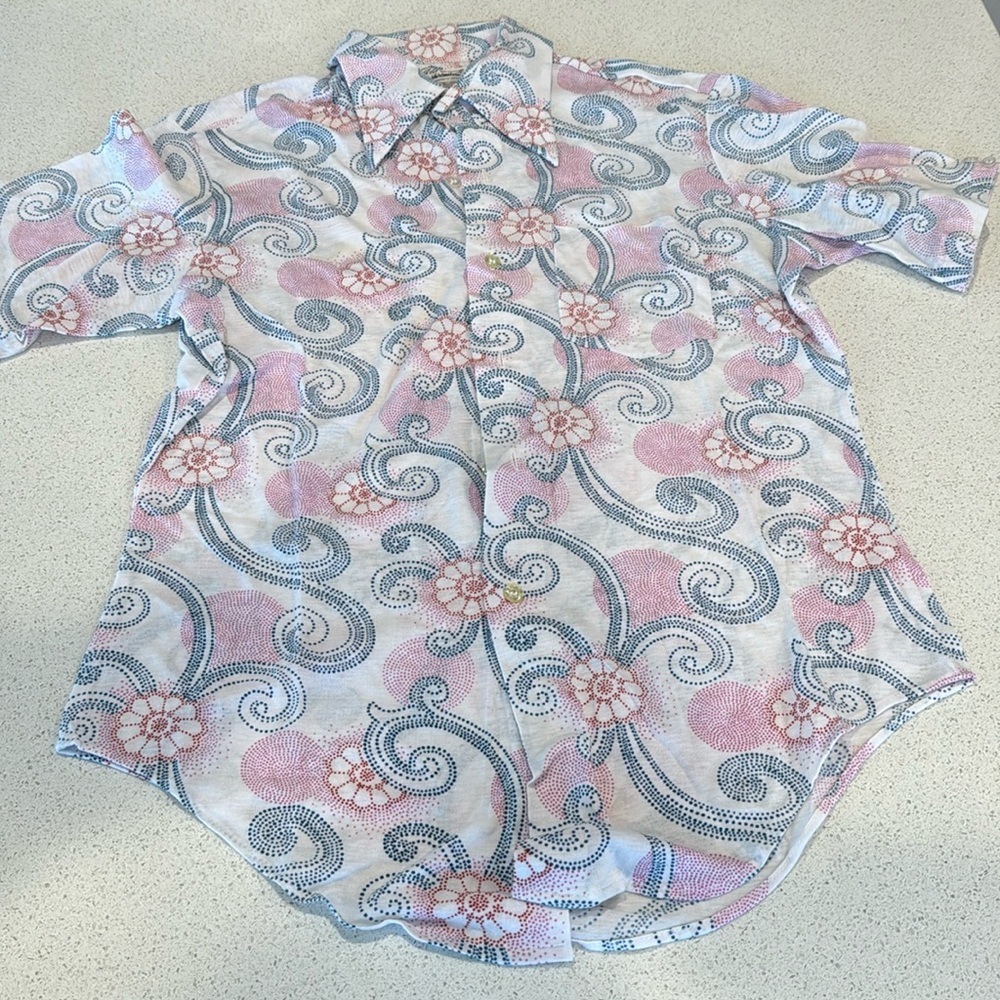 Vintage 70s JP Austin Shirt Vintage Men Pointed Collar Hawaii floral Asian small